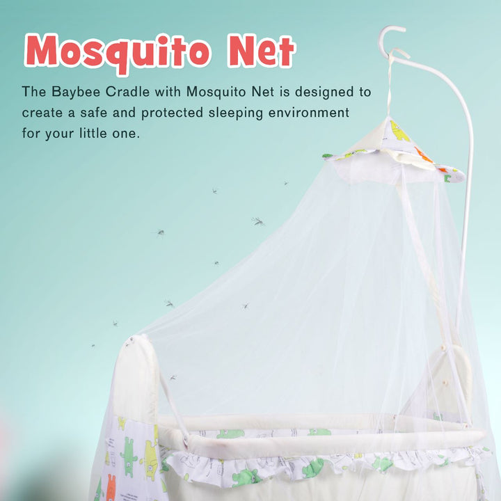Nora Baby Swing Cradle with Mosquito Net I Storage Basket