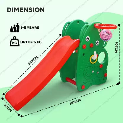 Foldable Garden Slide for Kids Indoor/Outdoor Slider Game for Baby Boys/Girls  (Green, Red)