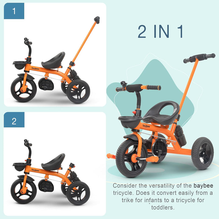 KIDZON Triker 2 in 1 Baby Tricycle for Kids | Balanced Baby Trikes with Parent Control, Sipper Bottle, Storage Basket for Toys | Children Bicycle for Kid | Kids Cycle for 2-5 Years Boy Girl