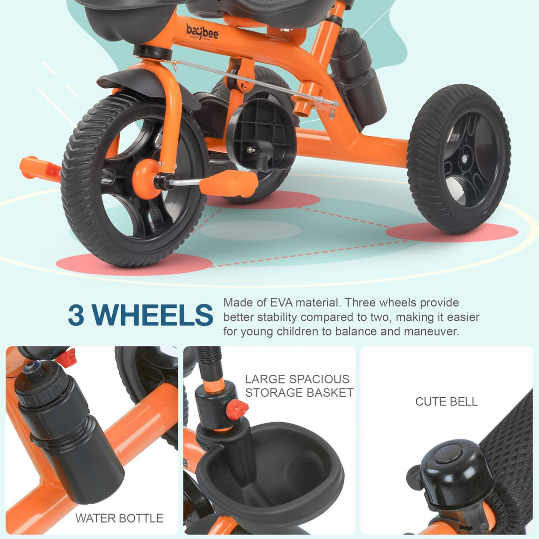 KIDZON Triker 2 in 1 Baby Tricycle for Kids | Balanced Baby Trikes with Parent Control, Sipper Bottle, Storage Basket for Toys | Children Bicycle for Kid | Kids Cycle for 2-5 Years Boy Girl