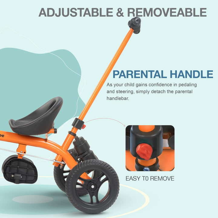 KIDZON Triker 2 in 1 Baby Tricycle for Kids | Balanced Baby Trikes with Parent Control, Sipper Bottle, Storage Basket for Toys | Children Bicycle for Kid | Kids Cycle for 2-5 Years Boy Girl