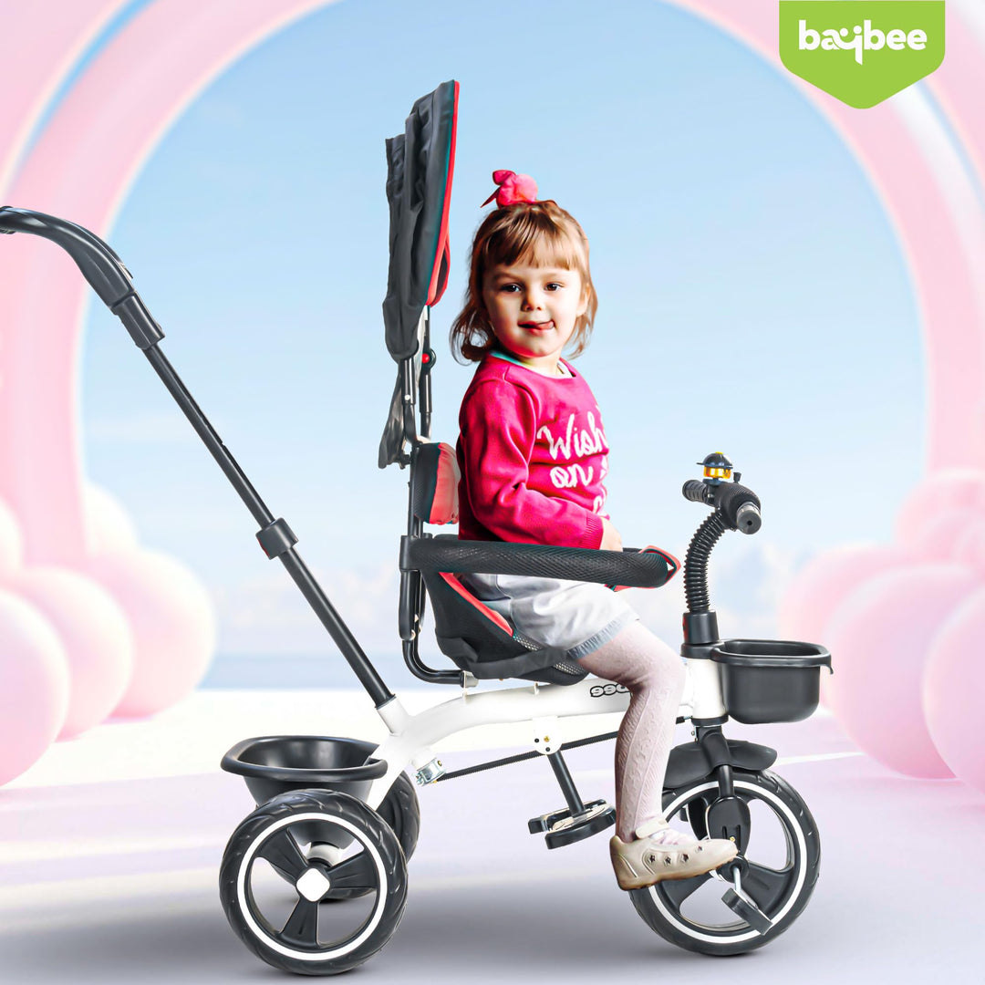 Duke 3 in 1 Baby Tricycles for Kids, Plug N Play Baby Cycle with Parental Handle, Canopy, & Safety Belt