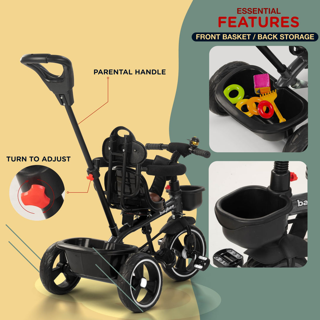 Albine 2 in 1 Baby Tricycle for Kids, Plug N Play Kids tricycle with Adjustable Parental Control