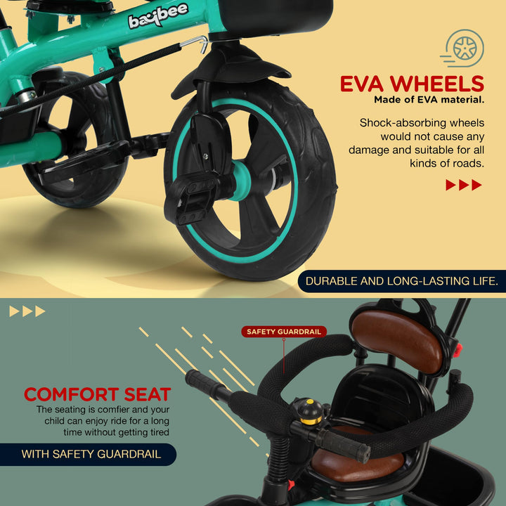 Albine 2 in 1 Baby Tricycle for Kids, Plug N Play Kids tricycle with Adjustable Parental Control