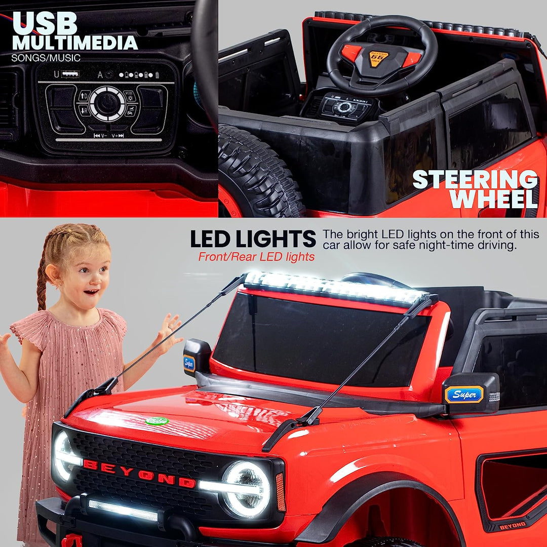 Beyond Kids Battery Operated Jeep for Kids with LED Light & Music | Electric Car Jeep | Rechargeable Car for Kids to Drive 3 to 8 Years