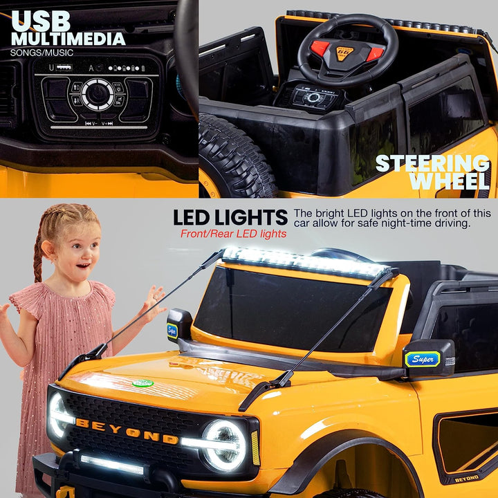 Beyond Kids Battery Operated Jeep for Kids with LED Light & Music | Electric Car Jeep | Rechargeable Car for Kids to Drive 3 to 8 Years