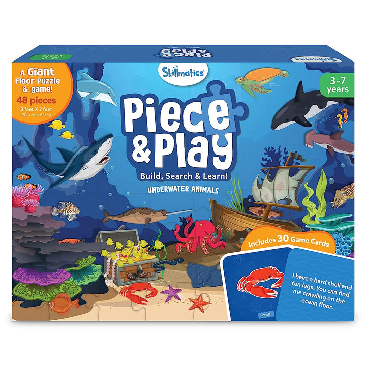 Skillmatics Floor Puzzle & Game - Piece & Play Underwater Animals, Jigsaw Puzzle