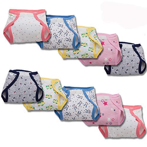 Baybee Reusable Fabric Diapers/Washable Cloth Diapers with Inserts- Adjustable Cloth Diapers for Babies Suitable for Boys & Girls Months Combo Pack of 10
