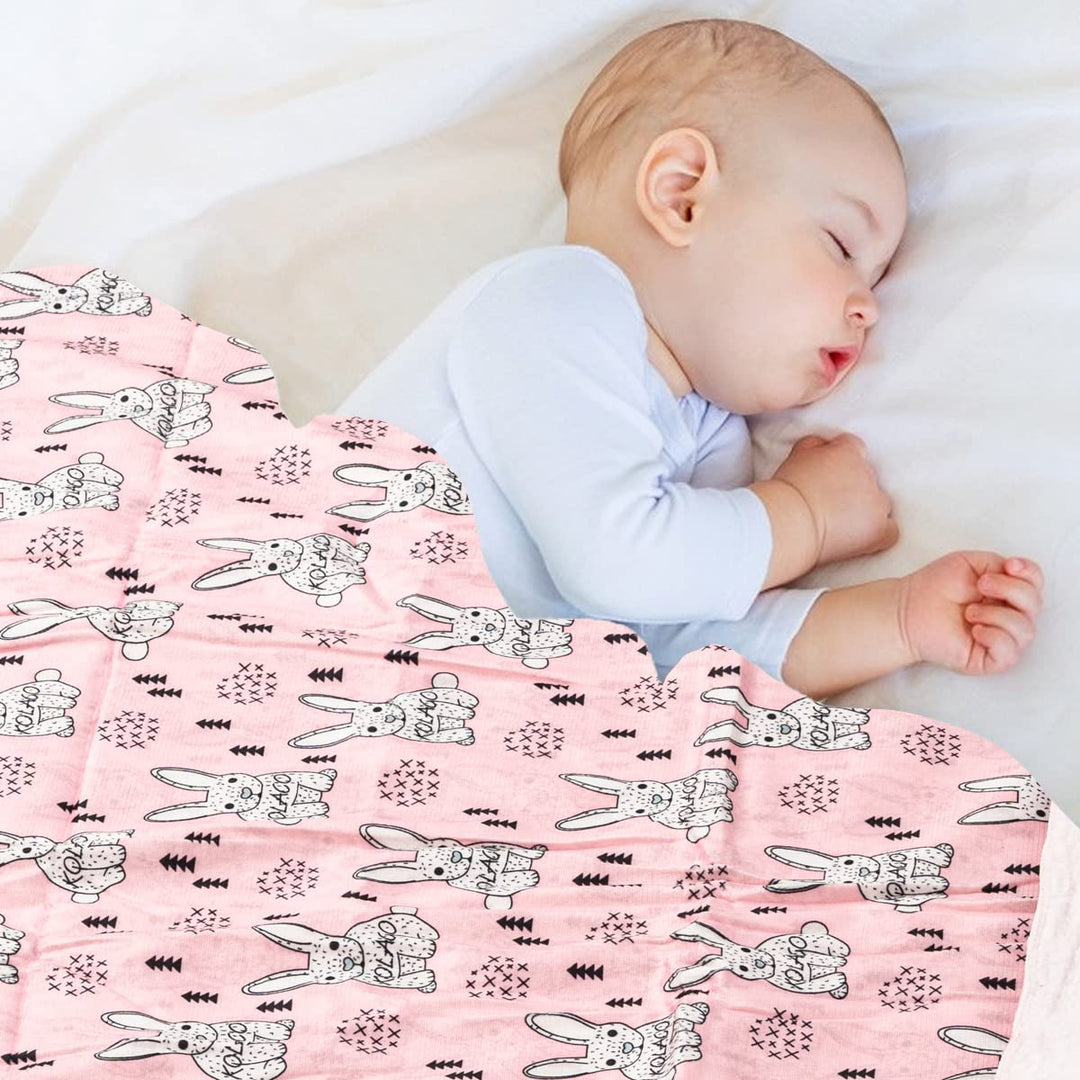 Cotton Single Swaddling Baby Blanket for Heavy Winter Black/Pink 100x75cm