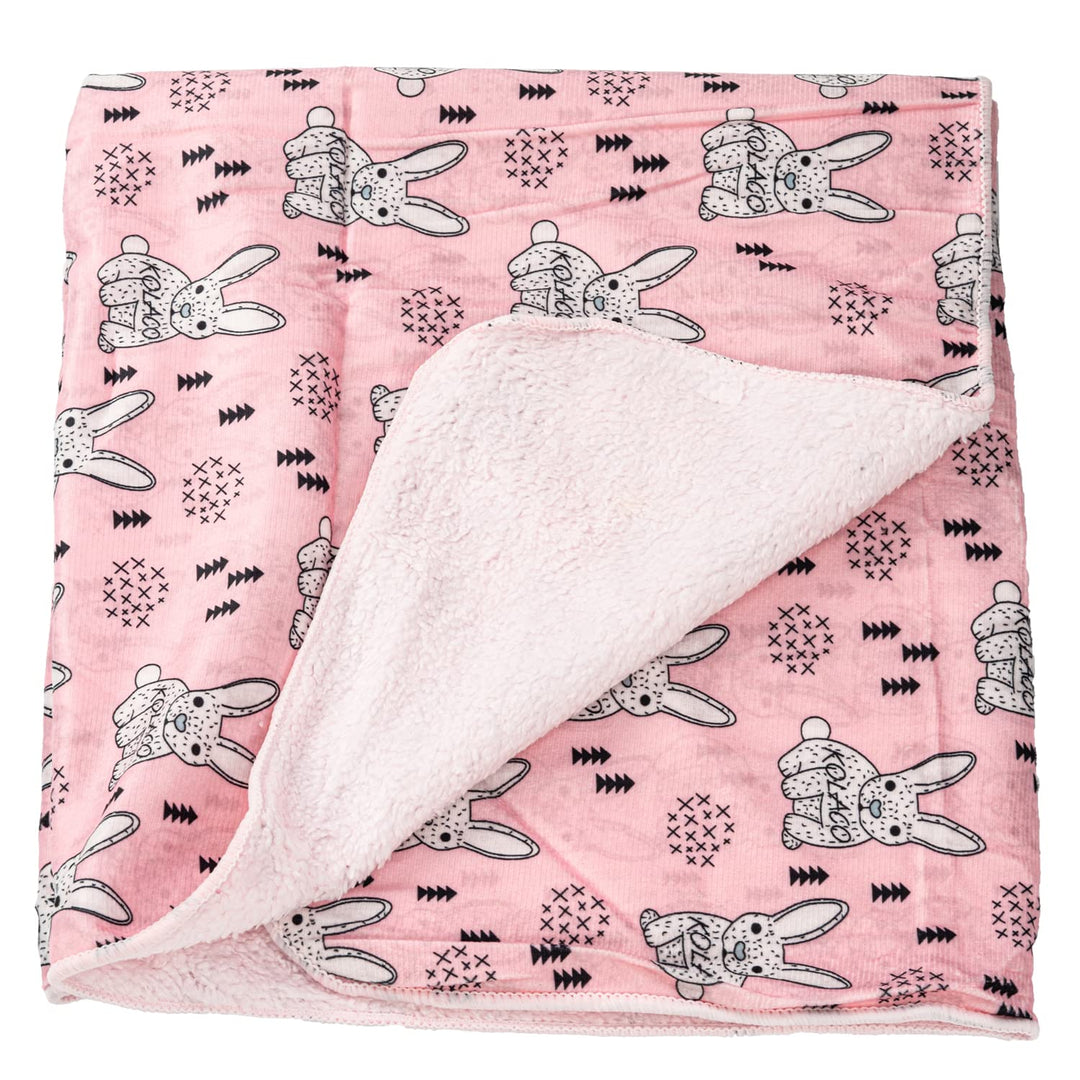 Cotton Single Swaddling Baby Blanket for Heavy Winter Black/Pink 100x75cm