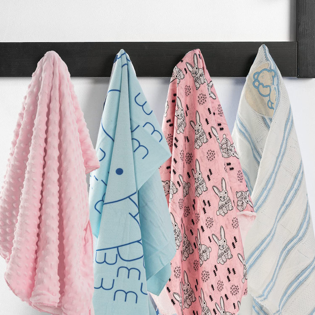 Cotton Single Swaddling Baby Blanket for Heavy Winter Black/Pink 100x75cm