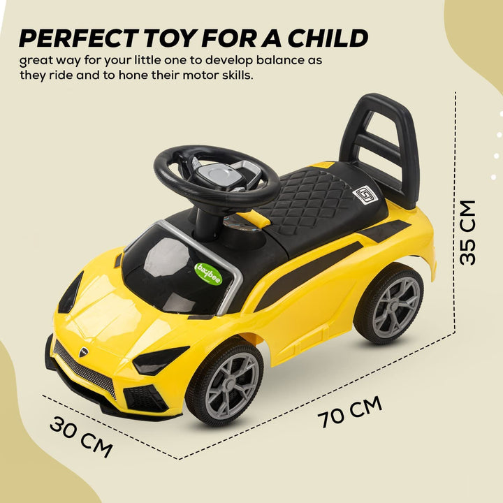 Baybee Push Ride on Kids Car, Baby Ride on Push Car for Kids with Music & High Backrest | Kids Baby Big Car Ride on Toys | Ride on Baby Car for Kids to Drive 1 to 3 Years Boys Girls