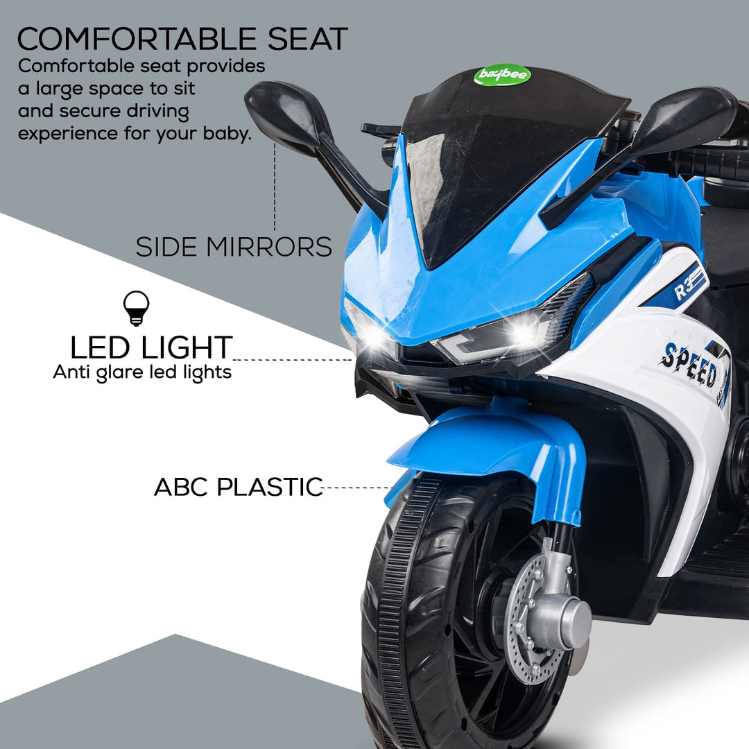 R3 Pro Battery Operated Ride on Battery Bike with Music & USB Kids Electric Bike for Kids to Drive 1 to 3 Years Boys Girls