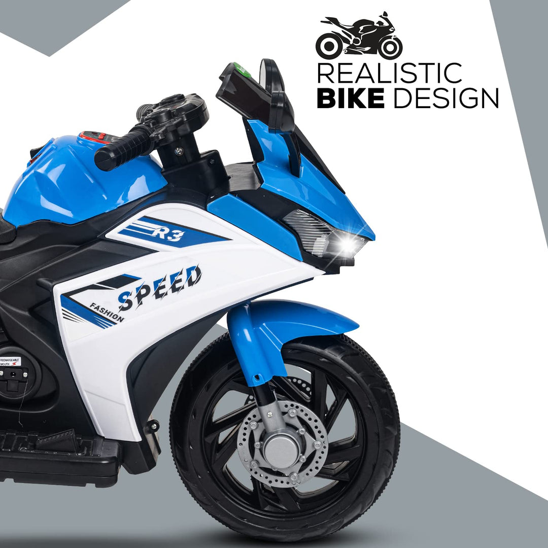 R3 Pro Battery Operated Ride on Battery Bike with Music & USB Kids Electric Bike for Kids to Drive 1 to 3 Years Boys Girls