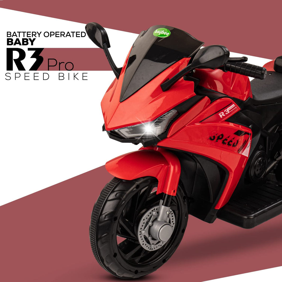 R3 Pro Battery Operated Ride on Battery Bike with Music & USB Kids Electric Bike for Kids to Drive 1 to 3 Years Boys Girls
