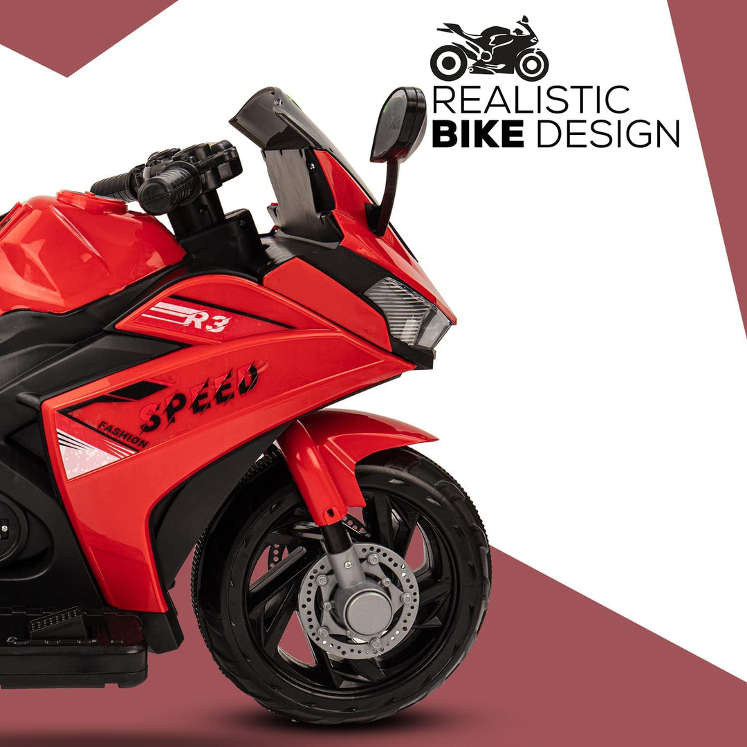 R3 Pro Battery Operated Ride on Battery Bike with Music & USB Kids Electric Bike for Kids to Drive 1 to 3 Years Boys Girls