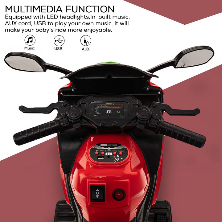 R3 Pro Battery Operated Ride on Battery Bike with Music & USB Kids Electric Bike for Kids to Drive 1 to 3 Years Boys Girls