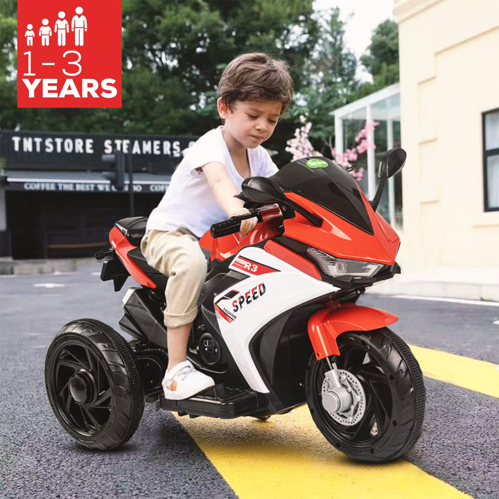 R3 Pro Battery Operated Ride on Battery Bike with Music & USB Kids Electric Bike for Kids to Drive 1 to 3 Years Boys Girls