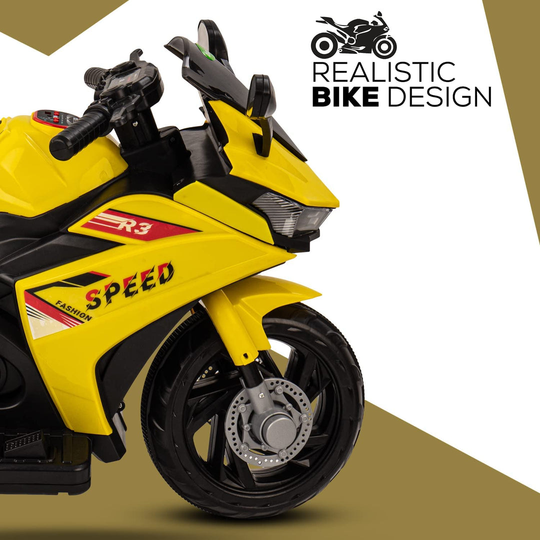 R3 Pro Battery Operated Ride on Battery Bike with Music & USB Kids Electric Bike for Kids to Drive 1 to 3 Years Boys Girls