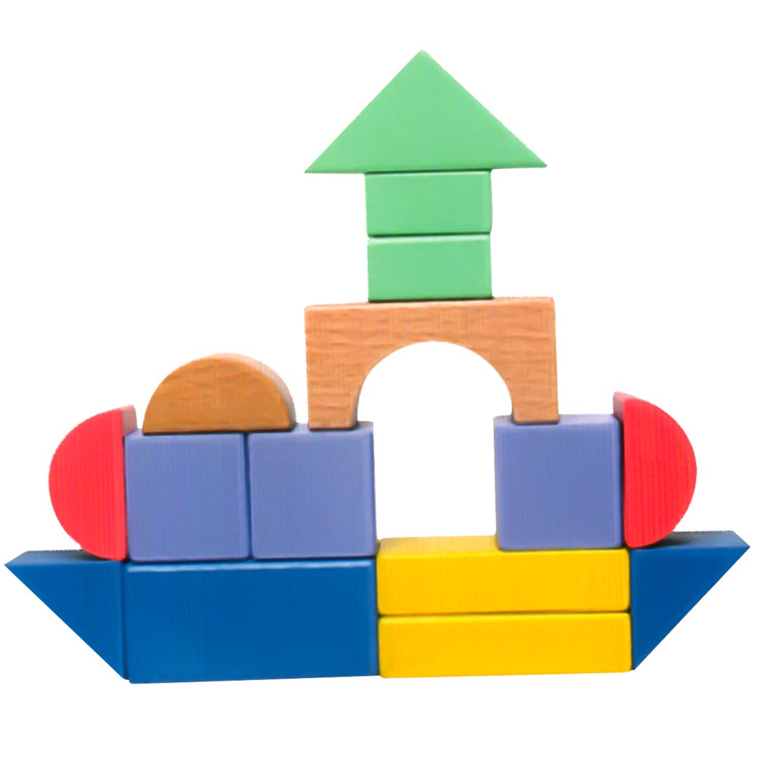Wooden Rainbow Building Blocks Toys for Kids, Wooden Toys with 15