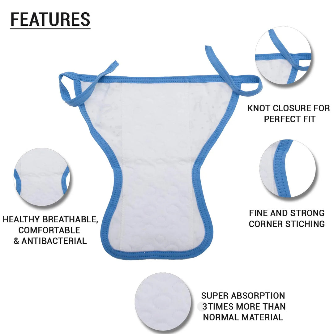 Baybee Reusable Fabric Nappy-Washable Cloth Diaper - Knot Adjustable Cloth Nappies for Babies - Suitable for Boys & Girls Combo Pack of 6