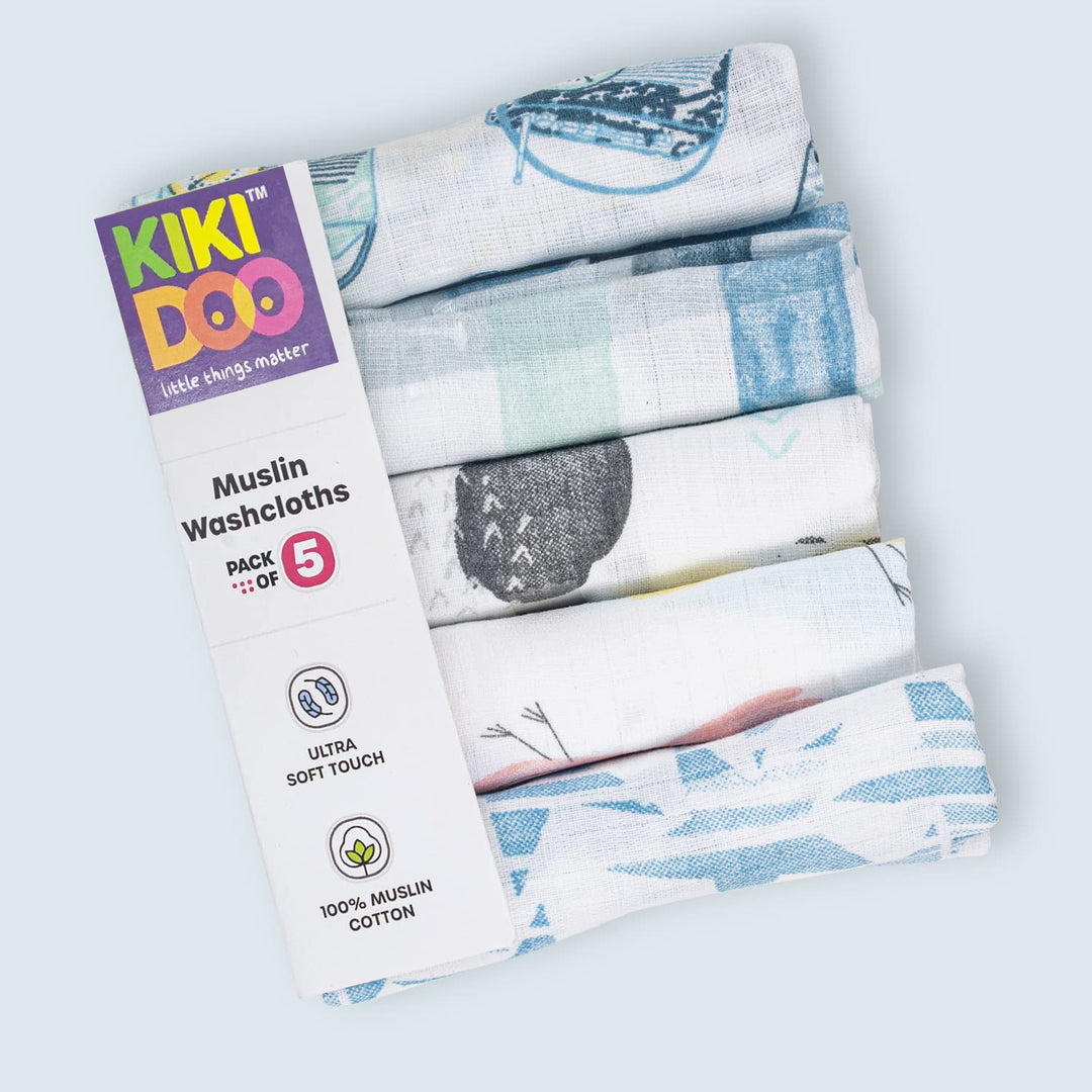 100% Muslin Cotton Baby Bath Face Towels Cotton Washcloths for Newborn, Washable 0-6 Months