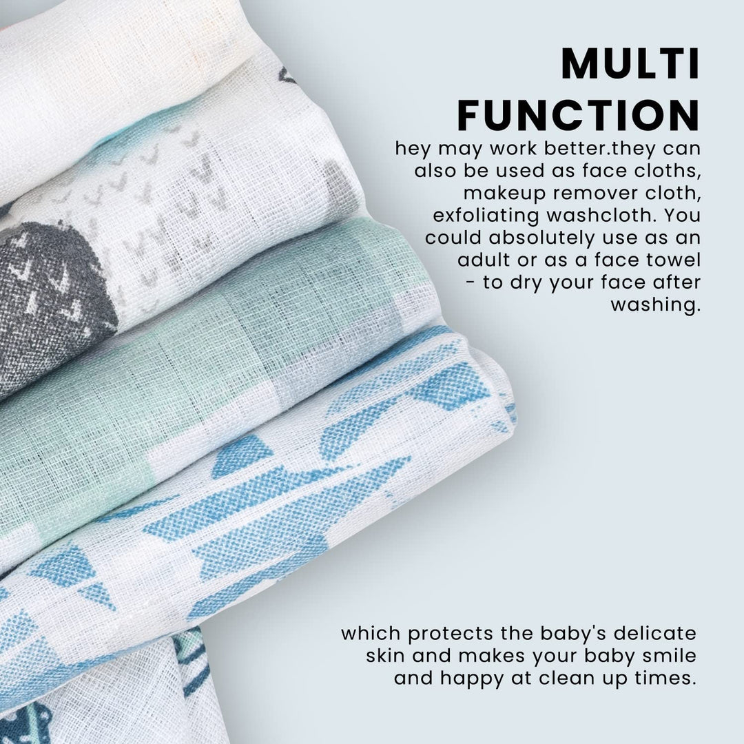 100% Muslin Cotton Baby Bath Face Towels Cotton Washcloths for Newborn, Washable 0-6 Months