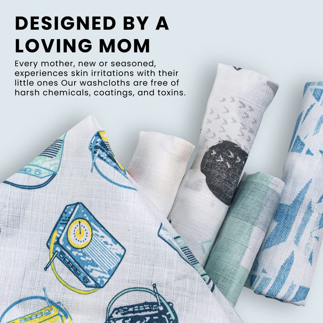 100% Muslin Cotton Baby Bath Face Towels Cotton Washcloths for Newborn, Washable 0-6 Months