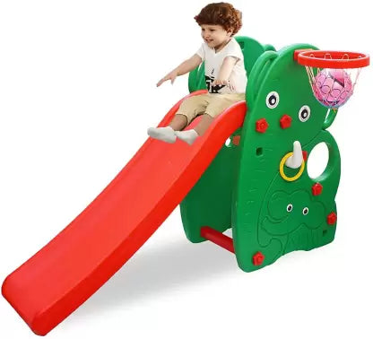 Foldable Garden Slide for Kids Indoor/Outdoor Slider Game for Baby Boys/Girls  (Green, Red)