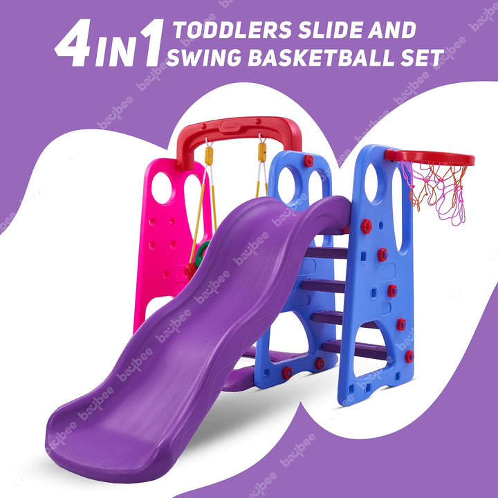 KIDZON 3 in 1 Climber Foldable Baby Garden Slide for Kids - Plastic Garden Slide for Kids/Toddlers/Indoor/Outdoor Preschoolers for Boys and Girls Age Group-1 to 5 Years,Blue & Red(Pack of 1 set)