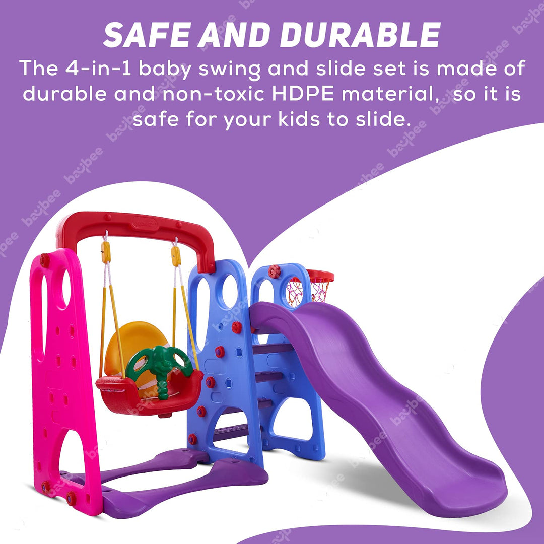 KIDZON 3 in 1 Climber Foldable Baby Garden Slide for Kids - Plastic Garden Slide for Kids/Toddlers/Indoor/Outdoor Preschoolers for Boys and Girls Age Group-1 to 5 Years,Blue & Red(Pack of 1 set)