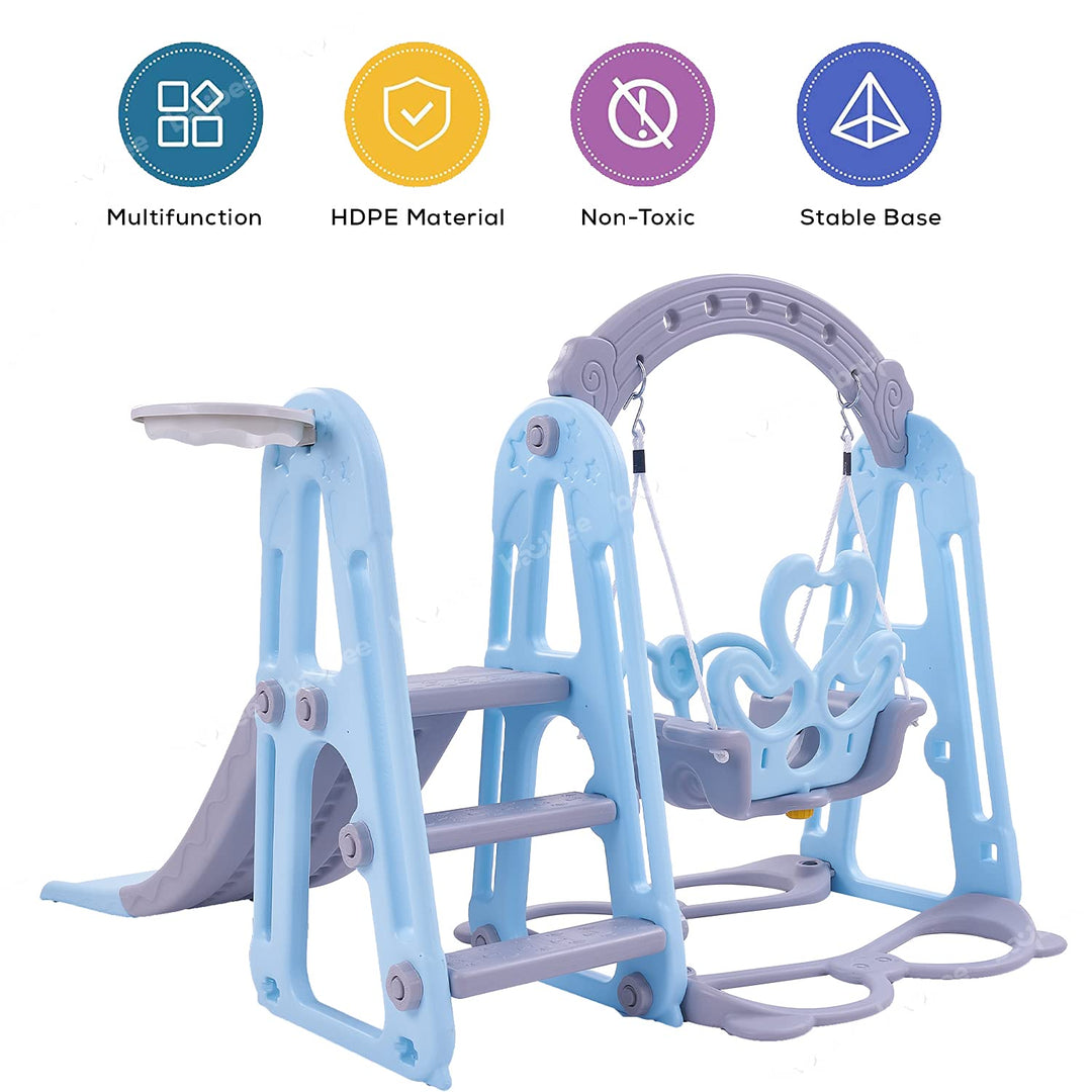 Kidzon Foldable Baby Garden Slide for Kids - Plastic Garden Slide for Kids/Toddlers/Indoor/Outdoor Preschoolers for Boys and Girls Age Group-1 to 4 Years (Swing N Slide)