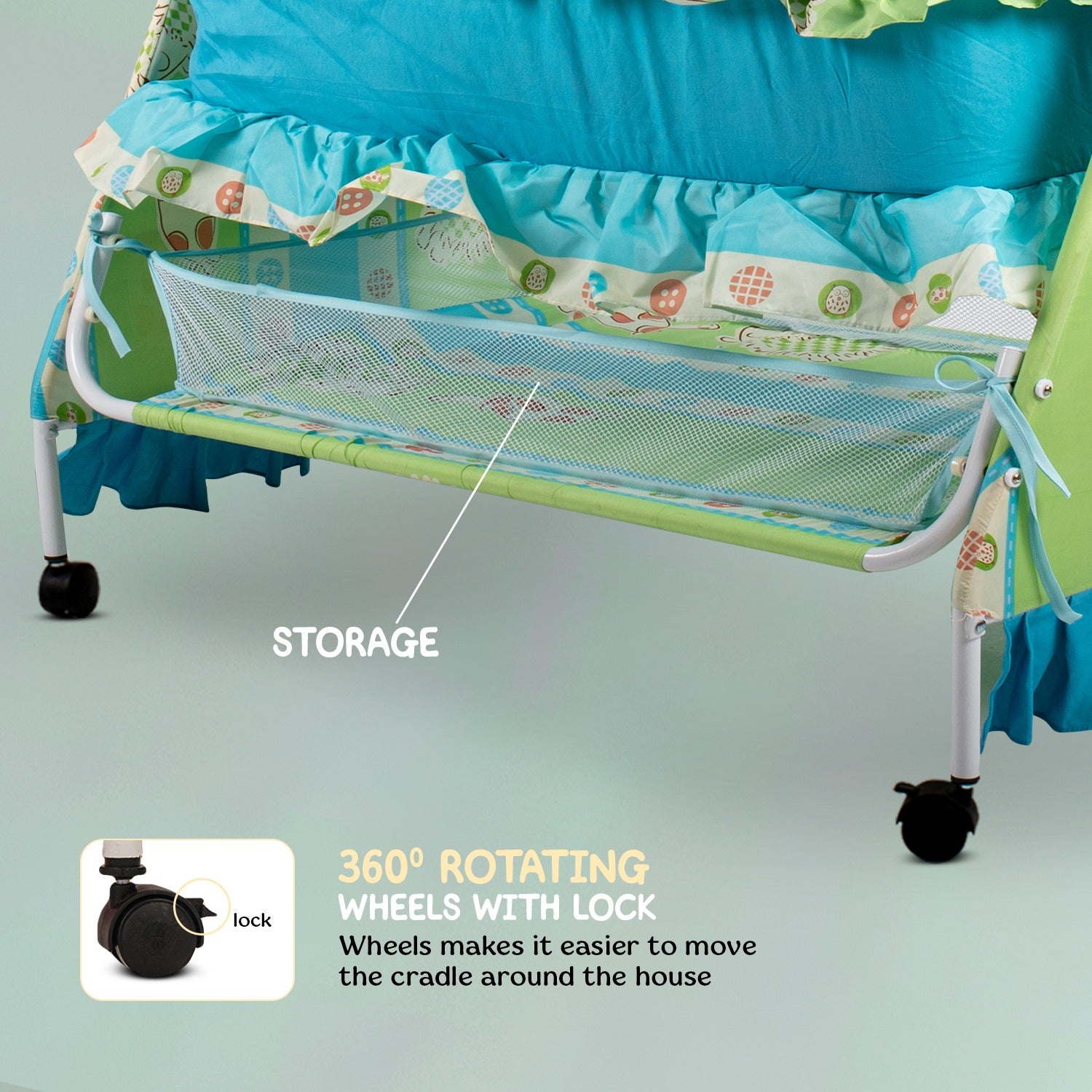 Fuffy Baby Swing Cradle I Canopy Mosquito Net I Storage Basket I Porta KIDZON ONLINE