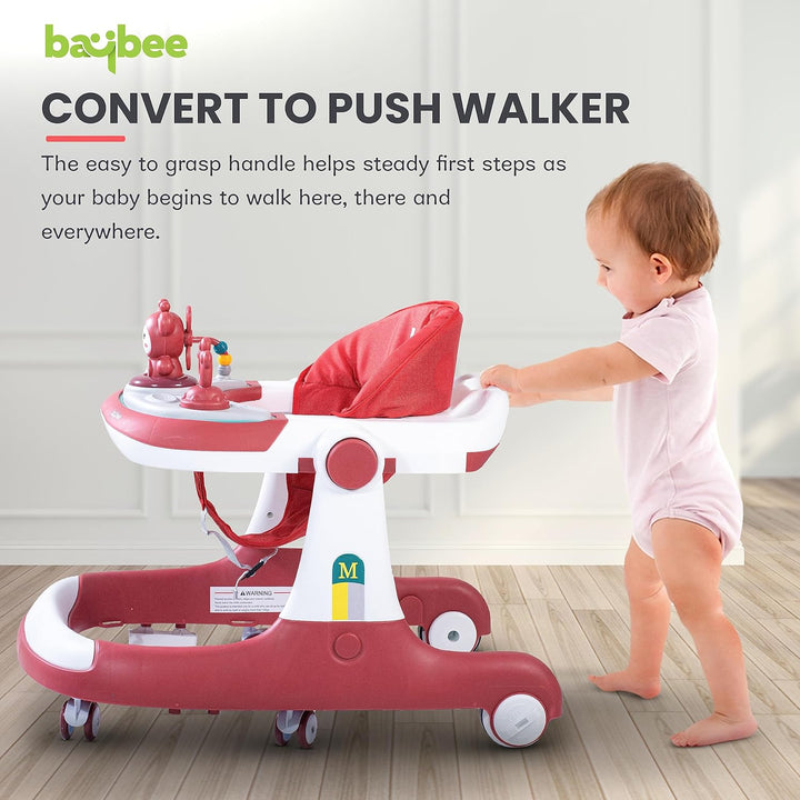 KIDZON Magnum 2 in 1 Baby Walkers for 6-18 Month Baby Boy Girl, Push Walker for Kids with Parental Handle & Height Adjustable | Activity Kids Walker for Baby with Musical Toy Bar