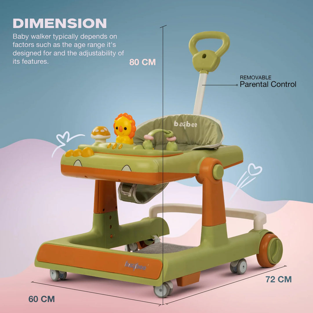 KIDZON Zeni 3 IN 1 Baby Walker for Kids, Activity Kids Walker with Parental Push Handle & 3 Height Adjustable, Walker for Baby with Musical Toy Bar & Stopper, Walker Baby 6-18 Months Boys Girls