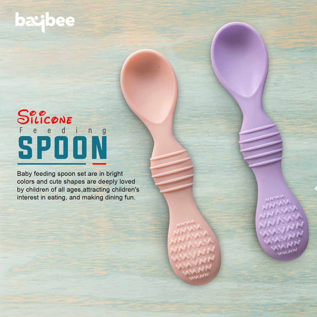 Silicone Baby Spoon Set for Baby Feeding, Non Toxic BPA Free Training Feeding Spoon