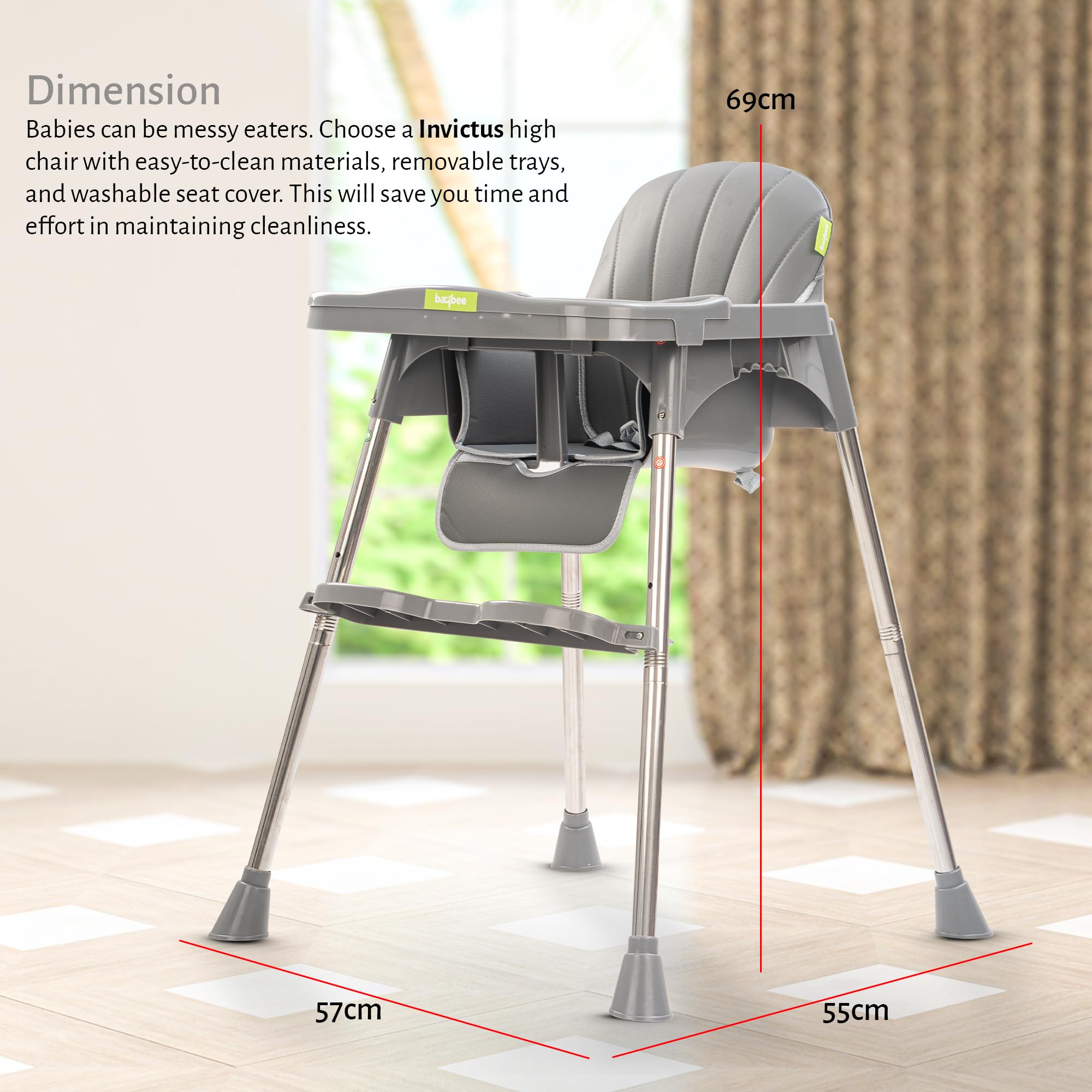 Convertible High Chair for Baby with Adjustable Footrest Height Bab KIDZON ONLINE