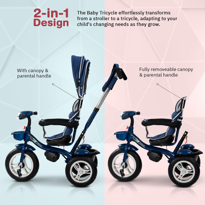 Klinto 2 in 1 Baby Tricycle for Kids, Plug N Play Kids Tricycle with Parental Control