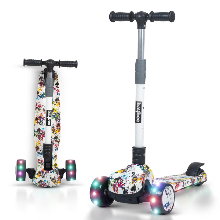 Hawk Skate Scooter for Kids, 3 Wheel Kids Scooter with 3 Height Adjustable Handle with Led PU Wheels & Brake for Kids 3 to 10 Years Boys Girls