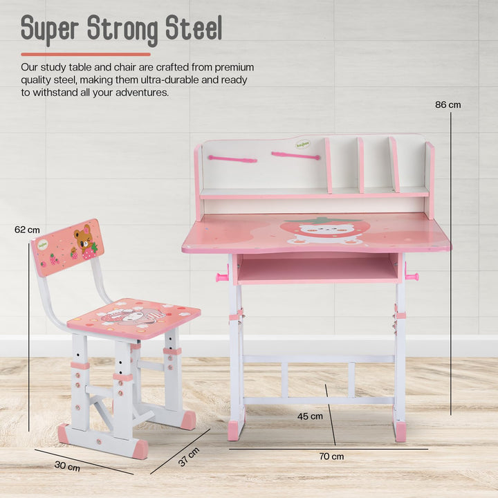 Wooden Multi Functional Kids Study Table for Students, Hight Adjustable Desk and Chair Set