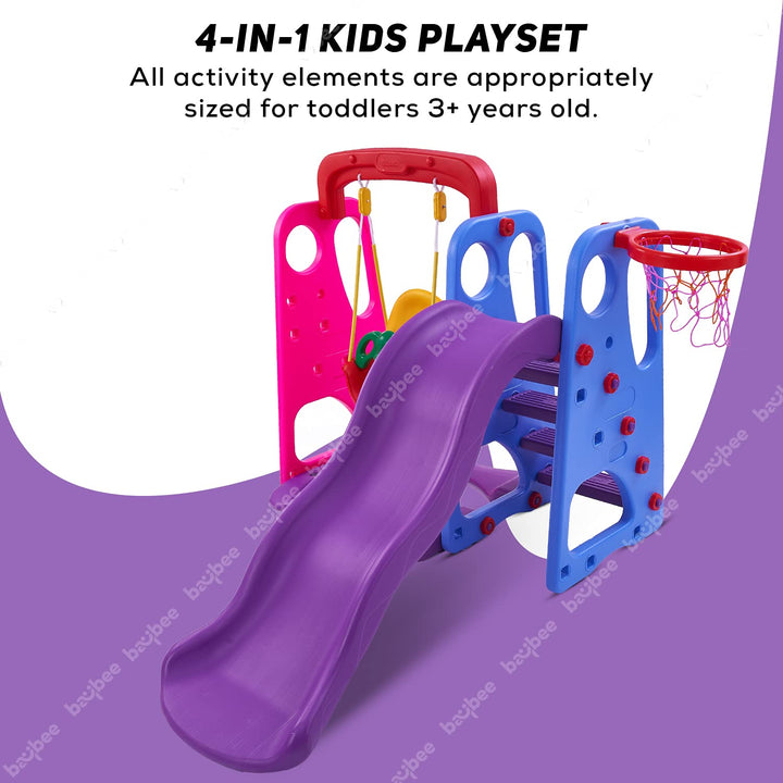 KIDZON 3 in 1 Climber Foldable Baby Garden Slide for Kids - Plastic Garden Slide for Kids/Toddlers/Indoor/Outdoor Preschoolers for Boys and Girls Age Group-1 to 5 Years,Blue & Red(Pack of 1 set)