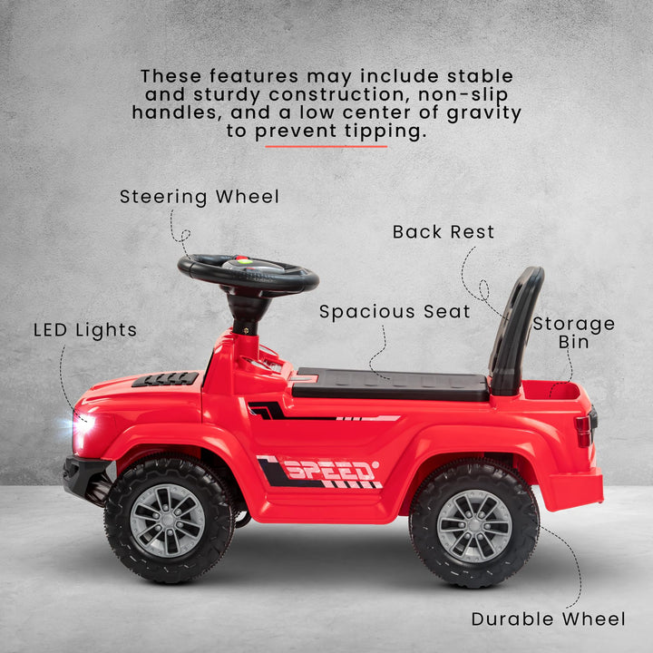 Baby Ride on Car for Kids, Push Ride on Toy Jeep with Music & LED Light, Toddlers Push Ride Baby Kids Car with Backrest, Kids Drive 1 to 4 Years Old Boys & Girls