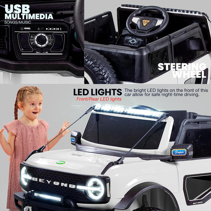 Beyond Kids Battery Operated Jeep for Kids, Ride on Toy Kids Car with LED Light & Music | Baby Big Electric Car Jeep | Rechargeable Battery Car for Kids to Drive 3 to 8 Years