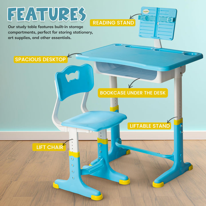 2 in 1 Multi-Purpose Study Table for Kids, Writing & Block Fixing Double Side Table for Kids