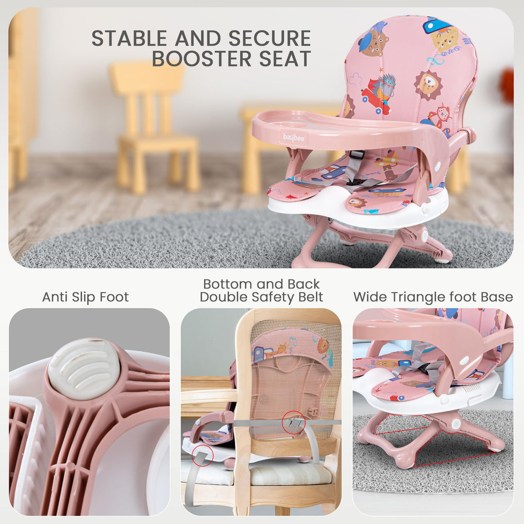 Portable Booster Chair for Baby, Feeding Chair for Dining Table with 4 Height Adjustable