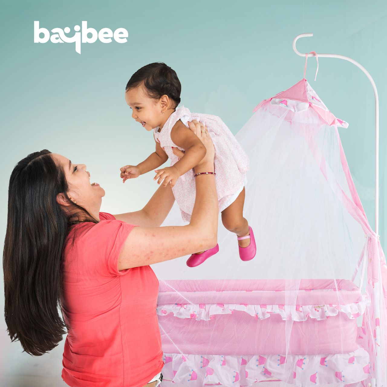 Baby cradle swing shop with mosquito net