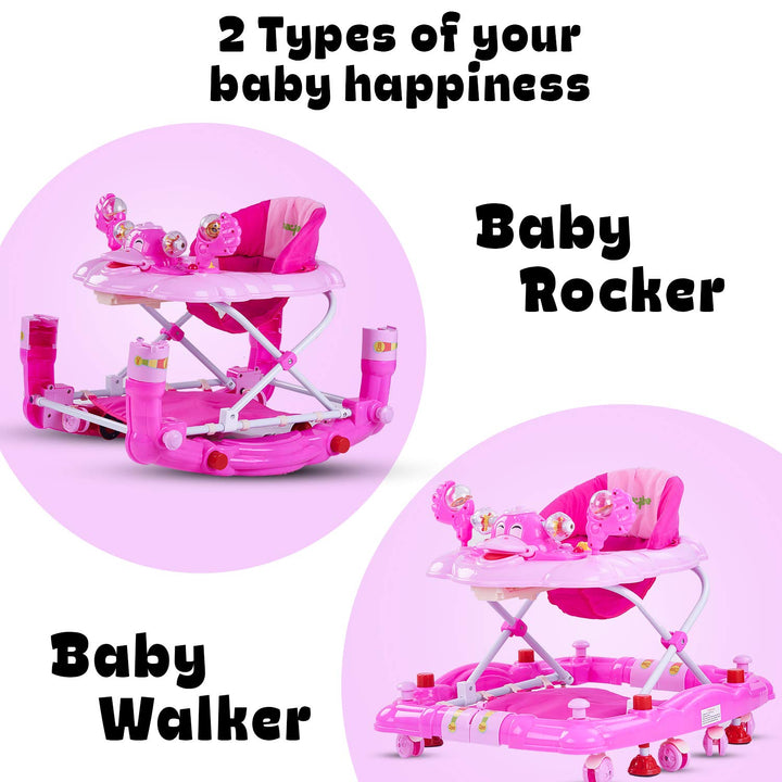 Cheezy Baby Walker Cum Rocker for Baby, Kids Walker with Height Adjustable & Parental Push Handle | Walker for Baby Kids with Musical Toy Bar | Activity Walker Baby 6-18 Months Boy Girl