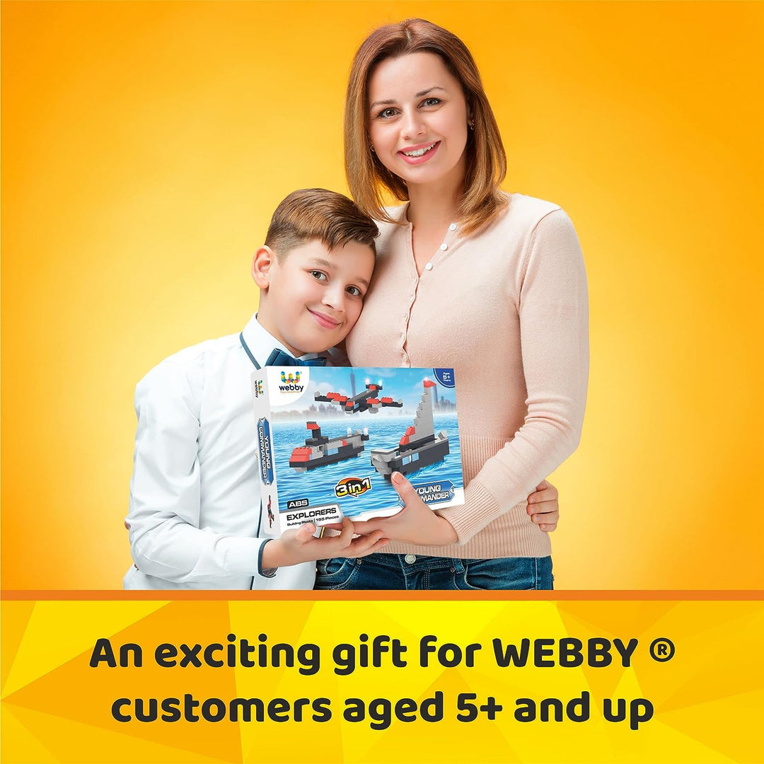 Webby 3 in 1 Young Commander ABS Blocks Kit, Fighter Plane, Submarine and Ship Construction Play Set, Fun Creative Toy Set for 5+ Years Kid (155 Pcs)