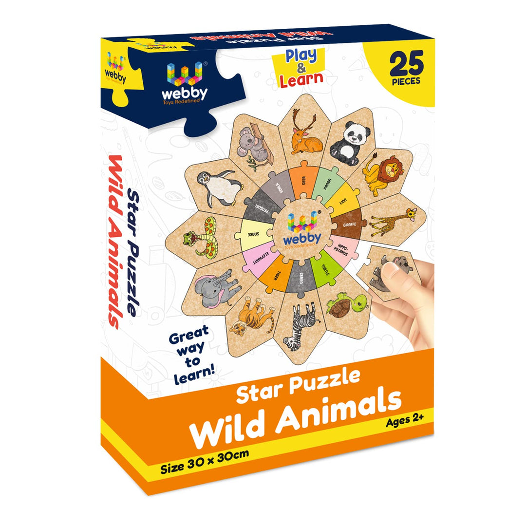 Webby Wild Animals - Star Jigsaw Puzzle, Montessori Early Educational Pre School Puzzle Toy for 2+ Years Kid (25 Pcs)