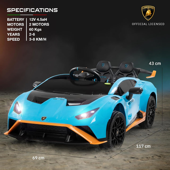 Battery Operated Car for Kids Licensed Lamborghini STO 24V  Ride On Toy Kids Car with 360° Rotational Drift, Music & Light | Electric Car for Kids to 3 to 8 Years